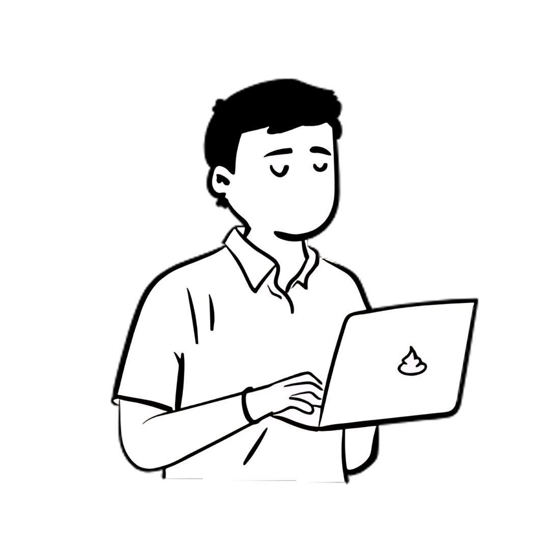 Illustration of person with laptop